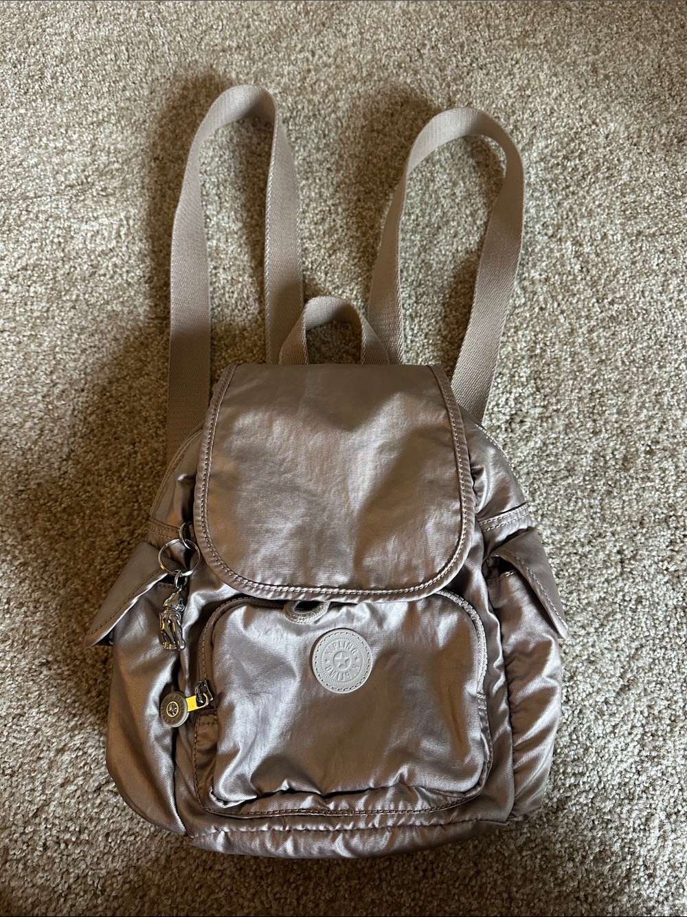 Kipling Women’s Metallic Taupe Backpack Purse